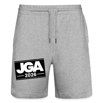 Jga 2026 Bachelor Party - Stanley/Stella Trainer Unisex Organic Jogging Shorts - heather grey - Front - Nik (191cm) & Marisol (170cm)