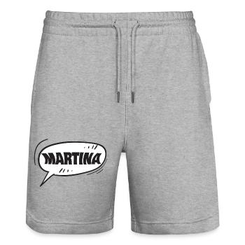 Martina as a first name - Stanley/Stella Trainer Unisex Organic Jogging Shorts - heather grey - Front - Nik (191cm) & Marisol (170cm)