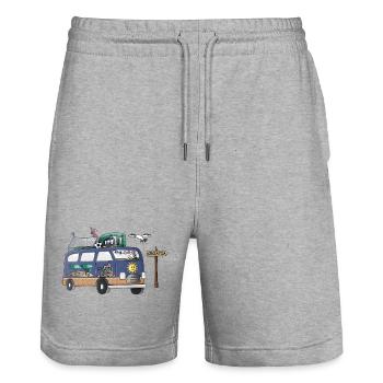 Croatia Camper Motif Vanlife Camping Holiday - Stanley/Stella Trainer Unisex Organic Jogging Shorts - heather grey - Front - Nik (191cm) & Marisol (170cm)