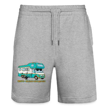 Lustiges Rente Geschenk - Retro Camper - Stanley/Stella Unisex Bio Joggingshorts Trainer  - Grau meliert - Vorne - Nik (191cm) & Marisol (170cm)