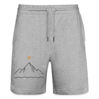 L’amour de la montagne - Short de jogging bio TRAINER Stanley/Stella unisexe - gris chiné - Devant - Nik (191cm) & Marisol (170cm)
