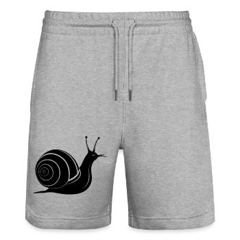 Snail - Stanley/Stella Trainer Unisex Organic Jogging Shorts - heather grey - Front - Nik (191cm) & Marisol (170cm)