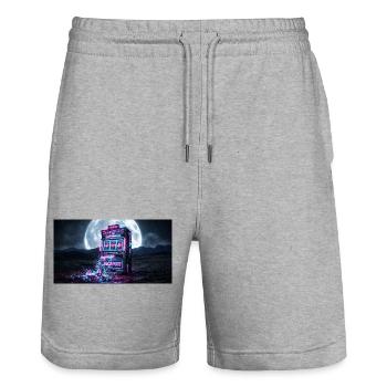 Jackpot of Burnout - Vaporwave Aesthetic Meme - Stanley/Stella Trainer Unisex Organic Jogging Shorts - heather grey - Front - Nik (191cm) & Marisol (170cm)