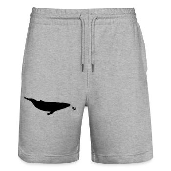 Baleine et plongeuse - Short de jogging bio TRAINER Stanley/Stella unisexe - gris chiné - Devant - Nik (191cm) & Marisol (170cm)