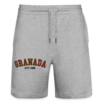 Granada Est. 1986 - Stanley/Stella Trainer Unisex Organic Jogging Shorts - heather grey - Front - Nik (191cm) & Marisol (170cm)