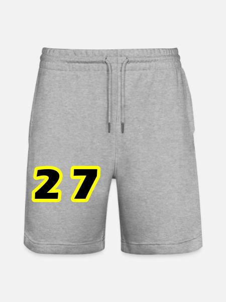 27 Number Symbol - Stanley/Stella Trainer Unisex Organic Jogging Shorts - heather grey