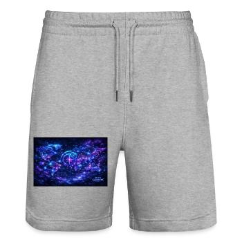 world_map_arcane_neon - Short de jogging bio TRAINER Stanley/Stella unisexe - gris chiné - Devant - Nik (191cm) & Marisol (170cm)