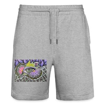 Motif psychédélique d’un seul œil - Short de jogging bio TRAINER Stanley/Stella unisexe - gris chiné - Devant - Nik (191cm) & Marisol (170cm)