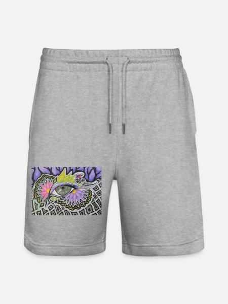 Psychedelic Single Eye Pattern - Stanley/Stella Trainer Unisex Organic Jogging Shorts - heather grey