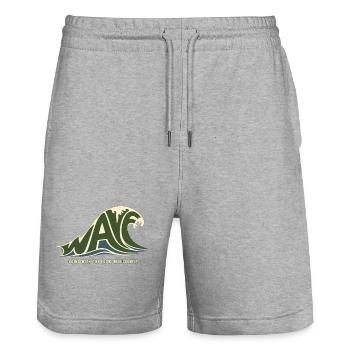 WAVE – I Swim With the Current, But Reluctantly - Stanley/Stella Trainer Unisex Organic Jogging Shorts - heather grey - Front - Nik (191cm) & Marisol (170cm)