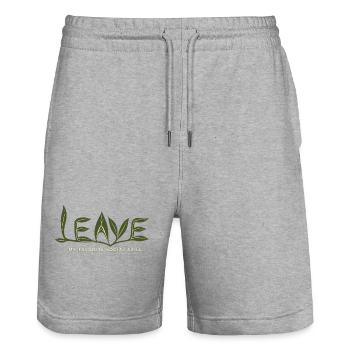 LEAVE – My Favorite Social Skill - Stanley/Stella Trainer Unisex Organic Jogging Shorts - heather grey - Front - Nik (191cm) & Marisol (170cm)