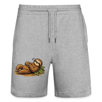 Sloth in tropical rest - Stanley/Stella Trainer Unisex Organic Jogging Shorts - heather grey - Front - Nik (191cm) & Marisol (170cm)
