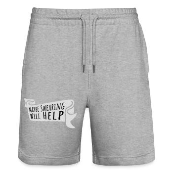 Maybe Swearing Will Help Sarkastisch Spruch Grafik - Stanley/Stella Unisex Bio Joggingshorts Trainer  - Grau meliert - Vorne - Nik (191cm) & Marisol (170cm)