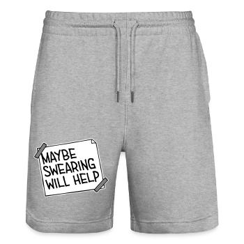 Maybe Swearing Will Help Sarcastic Saying Graphic - Stanley/Stella Trainer Unisex Organic Jogging Shorts - heather grey - Front - Nik (191cm) & Marisol (170cm)