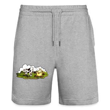 Cafe_au_lait - Stanley/Stella Unisex Bio Joggingshorts Trainer  - Grau meliert - Vorne - Nik (191cm) & Marisol (170cm)