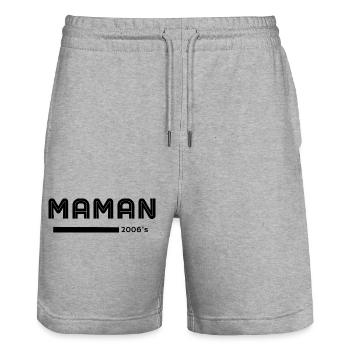 Maman Depuis 2006 Anniversaire Fete Des Meres - Short de jogging bio TRAINER Stanley/Stella unisexe - gris chiné - Devant - Nik (191cm) & Marisol (170cm)