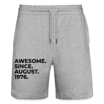 Awesome since August 1976 Geburtstag Geschenk - Stanley/Stella Unisex Bio Joggingshorts Trainer  - Grau meliert - Vorne - Nik (191cm) & Marisol (170cm)