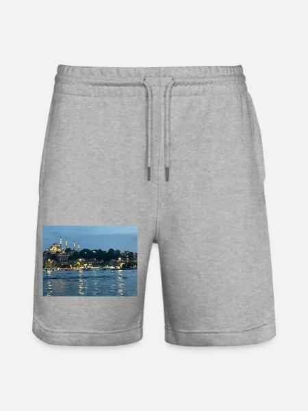 Night Bosphorus Istanbul - Stanley/Stella Trainer Unisex Organic Jogging Shorts - heather grey