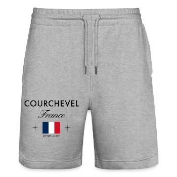 Courchevel, France, coordinates, travel, souvenir - Stanley/Stella Trainer Unisex Organic Jogging Shorts - heather grey - Front - Nik (191cm) & Marisol (170cm)