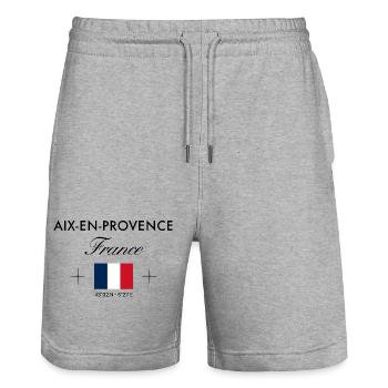Aix en Provence Frankreich Koordinaten Reise - Stanley/Stella Unisex Bio Joggingshorts Trainer  - Grau meliert - Vorne - Nik (191cm) & Marisol (170cm)