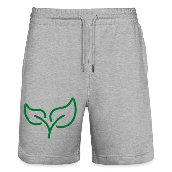 Green Leaf Line Icon Eco Nature Growth Symbol Vect - Stanley/Stella Trainer Unisex Organic Jogging Shorts - heather grey - Front - Nik (191cm) & Marisol (170cm)