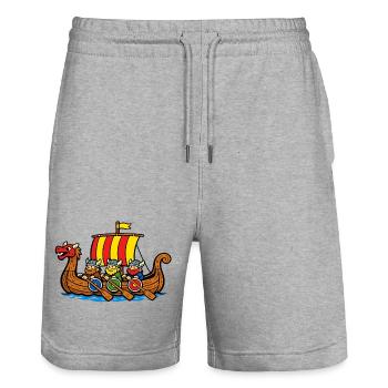 Bateau viking - Short de jogging bio TRAINER Stanley/Stella unisexe - gris chiné - Devant - Nik (191cm) & Marisol (170cm)