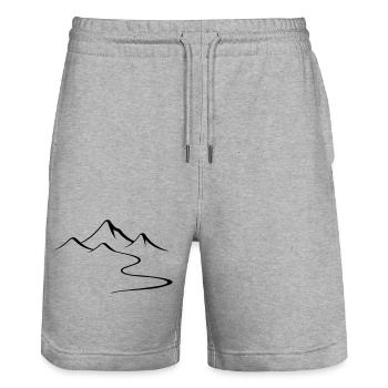 Mountains Outline Silhouette - Stanley/Stella Trainer Unisex Organic Jogging Shorts - heather grey - Front - Nik (191cm) & Marisol (170cm)