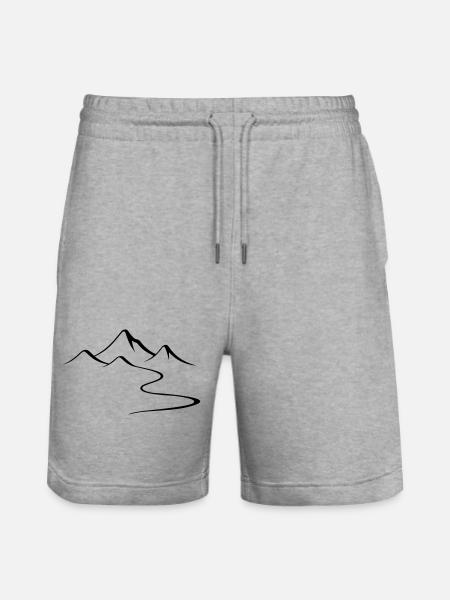 Berge Umriss Silhouette - Stanley/Stella Unisex Bio Joggingshorts Trainer  - Grau meliert