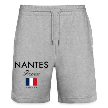 Nantes Frankreich Koordinaten Reise Souvenir - Stanley/Stella Unisex Bio Joggingshorts Trainer  - Grau meliert - Vorne - Nik (191cm) & Marisol (170cm)