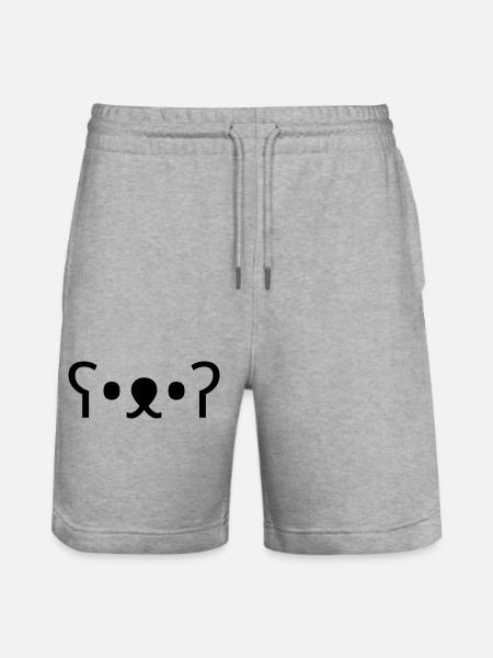 Kuma Bear ʕ•ᴥ•ʔ Cute Bear Emoticon - Stanley/Stella Trainer Unisex Organic Jogging Shorts - heather grey