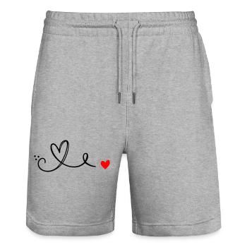 Herz Schnoerkel Linie - Stanley/Stella Unisex Bio Joggingshorts Trainer  - Grau meliert - Vorne - Nik (191cm) & Marisol (170cm)