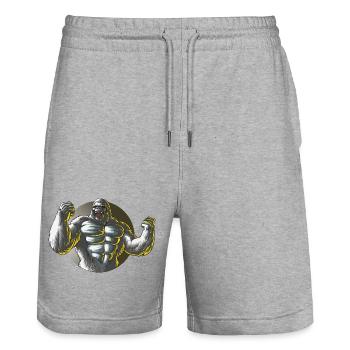 Conception des pouvoirs du Gorille Singe - Short de jogging bio TRAINER Stanley/Stella unisexe - gris chiné - Devant - Nik (191cm) & Marisol (170cm)