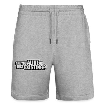 Are You Alive Or Just Existing Thoughtful Saying - Stanley/Stella Trainer Unisex Organic Jogging Shorts - heather grey - Front - Nik (191cm) & Marisol (170cm)