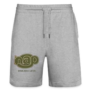 NAP – Available Later | Sleeping Cat - Stanley/Stella Trainer Unisex Organic Jogging Shorts - heather grey - Front - Nik (191cm) & Marisol (170cm)