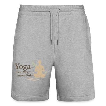Yoga Weg Zur Inneren Ruhe - Stanley/Stella Unisex Bio Joggingshorts Trainer  - Grau meliert - Vorne - Nik (191cm) & Marisol (170cm)