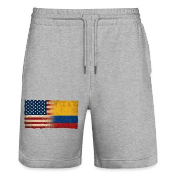 Identité du drapeau d’amitié États-Unis-Paraguay - Short de jogging bio TRAINER Stanley/Stella unisexe - gris chiné - Devant - Nik (191cm) & Marisol (170cm)