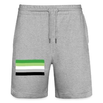 Drapeau de la fierté aromantique - Short de jogging bio TRAINER Stanley/Stella unisexe - gris chiné - Devant - Nik (191cm) & Marisol (170cm)