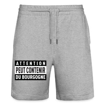 Attention Peut Contenir Du Bourgogne T-Shirt Ca... - Short de jogging bio TRAINER Stanley/Stella unisexe - gris chiné - Devant - Nik (191cm) & Marisol (170cm)