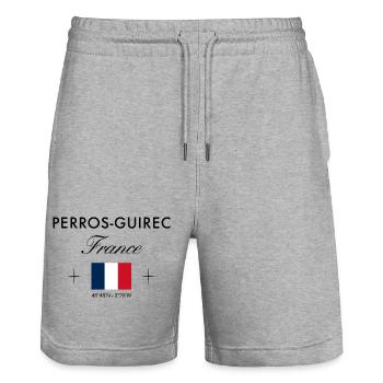Perros Guirec Frankreich Koordinate Reise Souvenir - Stanley/Stella Unisex Bio Joggingshorts Trainer  - Grau meliert - Vorne - Nik (191cm) & Marisol (170cm)