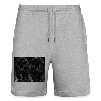 Panthères Noires Jumelles - Short de jogging bio TRAINER Stanley/Stella unisexe - gris chiné - Devant - Nik (191cm) & Marisol (170cm)