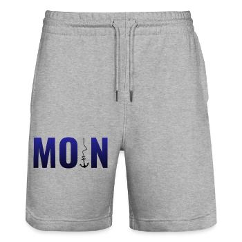 Hello - Stanley/Stella Trainer Unisex Organic Jogging Shorts - heather grey - Front - Nik (191cm) & Marisol (170cm)