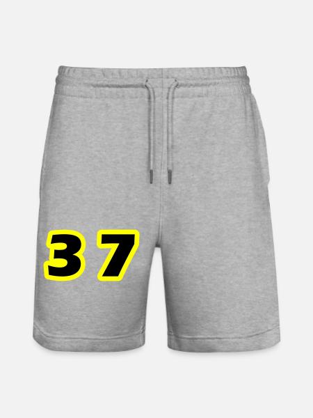 37 Number symbol - Stanley/Stella Trainer Unisex Organic Jogging Shorts - heather grey