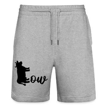 Domestic Cattle Cow - Stanley/Stella Trainer Unisex Organic Jogging Shorts - heather grey - Front - Nik (191cm) & Marisol (170cm)
