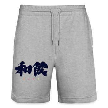 Wa-In 和韻 — Resonance of Harmony (Japanese Calligra) - Stanley/Stella Trainer Unisex Organic Jogging Shorts - heather grey - Front - Nik (191cm) & Marisol (170cm)