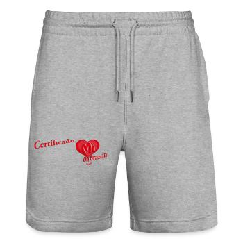 Certificado con mi corazón— Certified with My Hear - Short de jogging bio TRAINER Stanley/Stella unisexe - gris chiné - Devant - Nik (191cm) & Marisol (170cm)