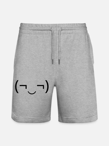 Mischievous emoticon (¬‿¬) naughty grin - Stanley/Stella Trainer Unisex Organic Jogging Shorts - heather grey