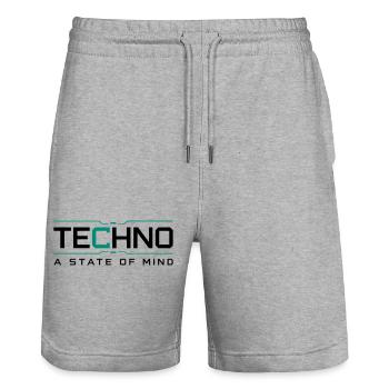 Techno - A State of Mind - Stanley/Stella Unisex Bio Joggingshorts Trainer  - Grau meliert - Vorne - Nik (191cm) & Marisol (170cm)