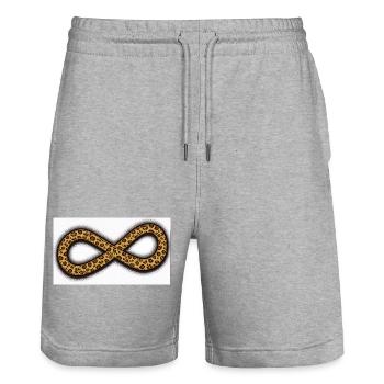 Leopard Infinity Symbol - Stanley/Stella Trainer Unisex Organic Jogging Shorts - heather grey - Front - Nik (191cm) & Marisol (170cm)