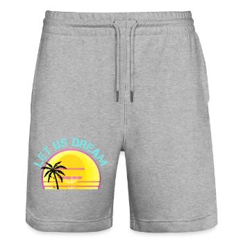 Let Us Dream Sunset Palm Retro and vintage mix for - Stanley/Stella Trainer Unisex Organic Jogging Shorts - heather grey - Front - Nik (191cm) & Marisol (170cm)