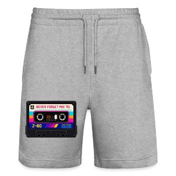 Retro Kassette Pixel Kunst - Stanley/Stella Unisex Bio Joggingshorts Trainer  - Grau meliert - Vorne - Nik (191cm) & Marisol (170cm)